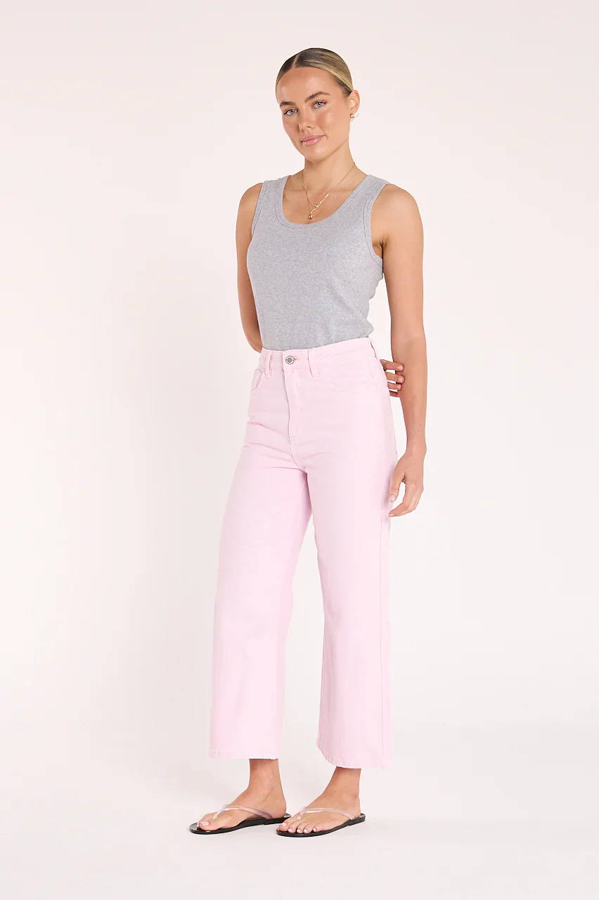 Cassie Cropped Leg Jean - Pink - Image 4