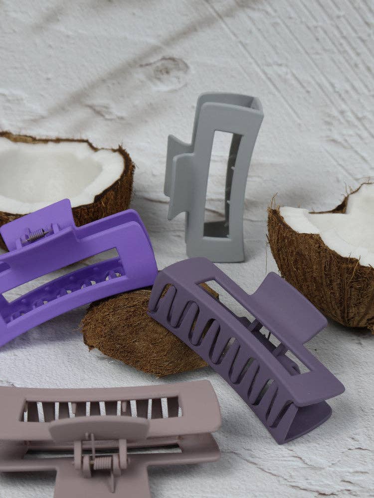 Claw Clip - Medium Elongated Rectangle - Grey - Image 2
