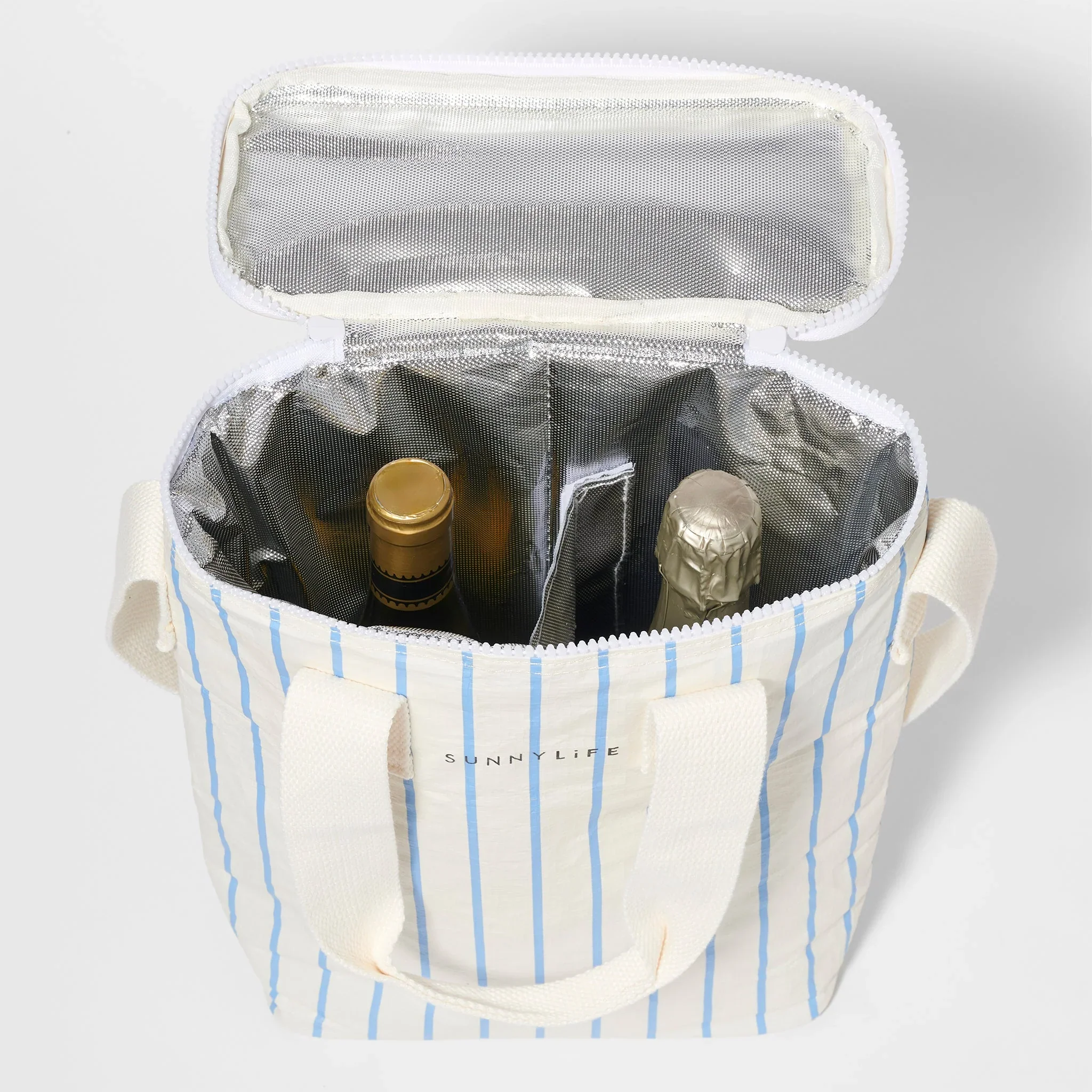 Drinks Cooler Bag Le Weekend Mid Blue- Cream - Image 4