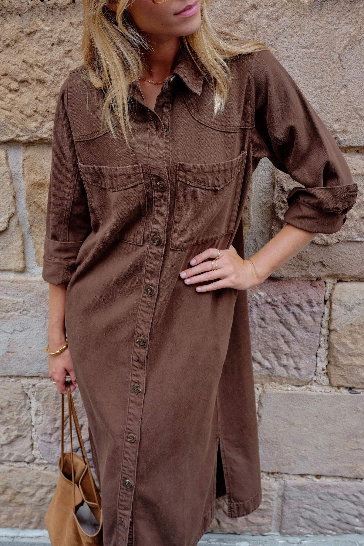 Rae Long Sleeve Midi Dress - Chocolate - Image 5